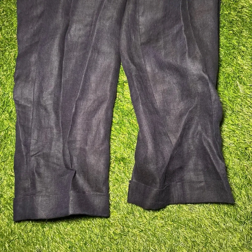 J.Crew Mens Navy Herringbone 100% Linen Pleated Dress Pants CF211 31x32 NWT